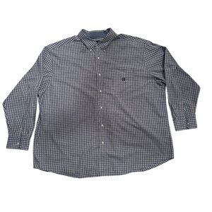 Chaps Men’s Navy and White Plaid Button Down Shirt EUC Size 4XB